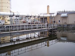 Section of a wastewater treatment plant.